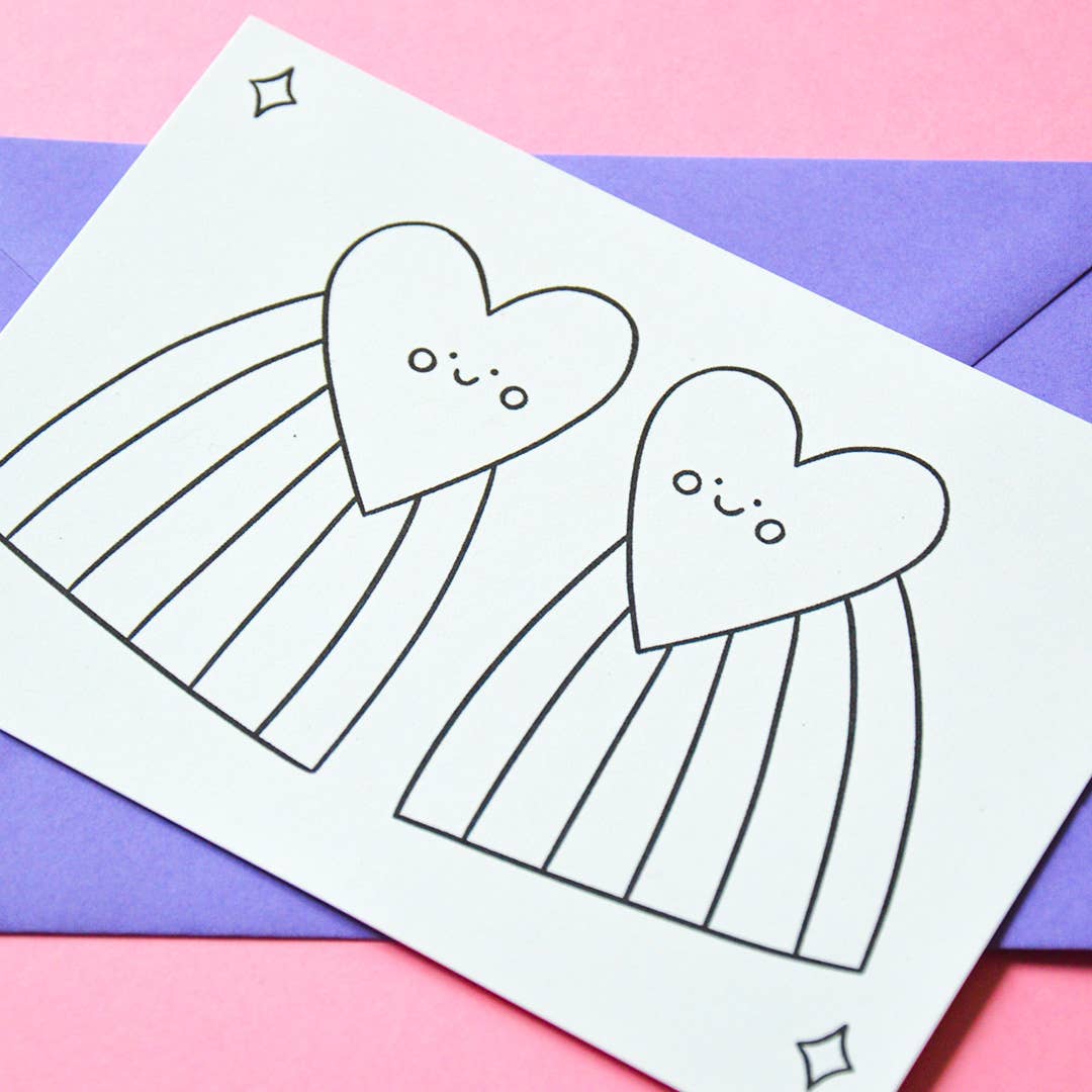 Carte à colorier - Loving hearts