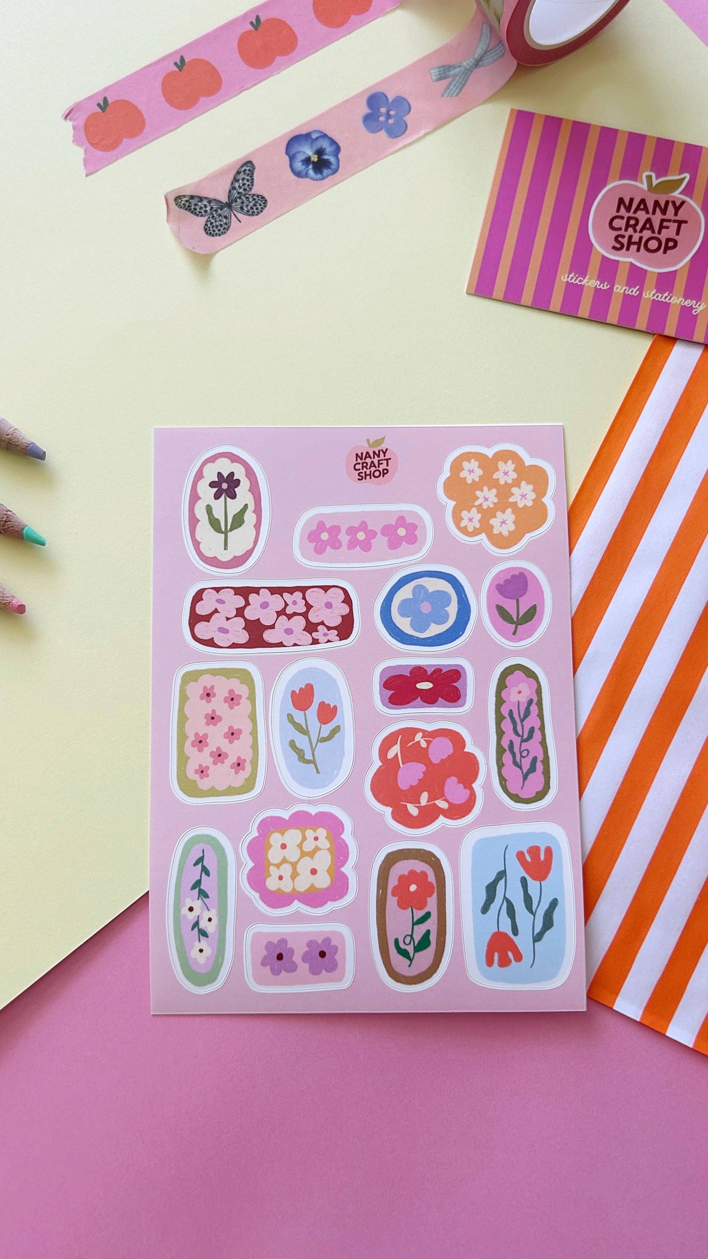 Planche de stickers - Dessins de fleurs