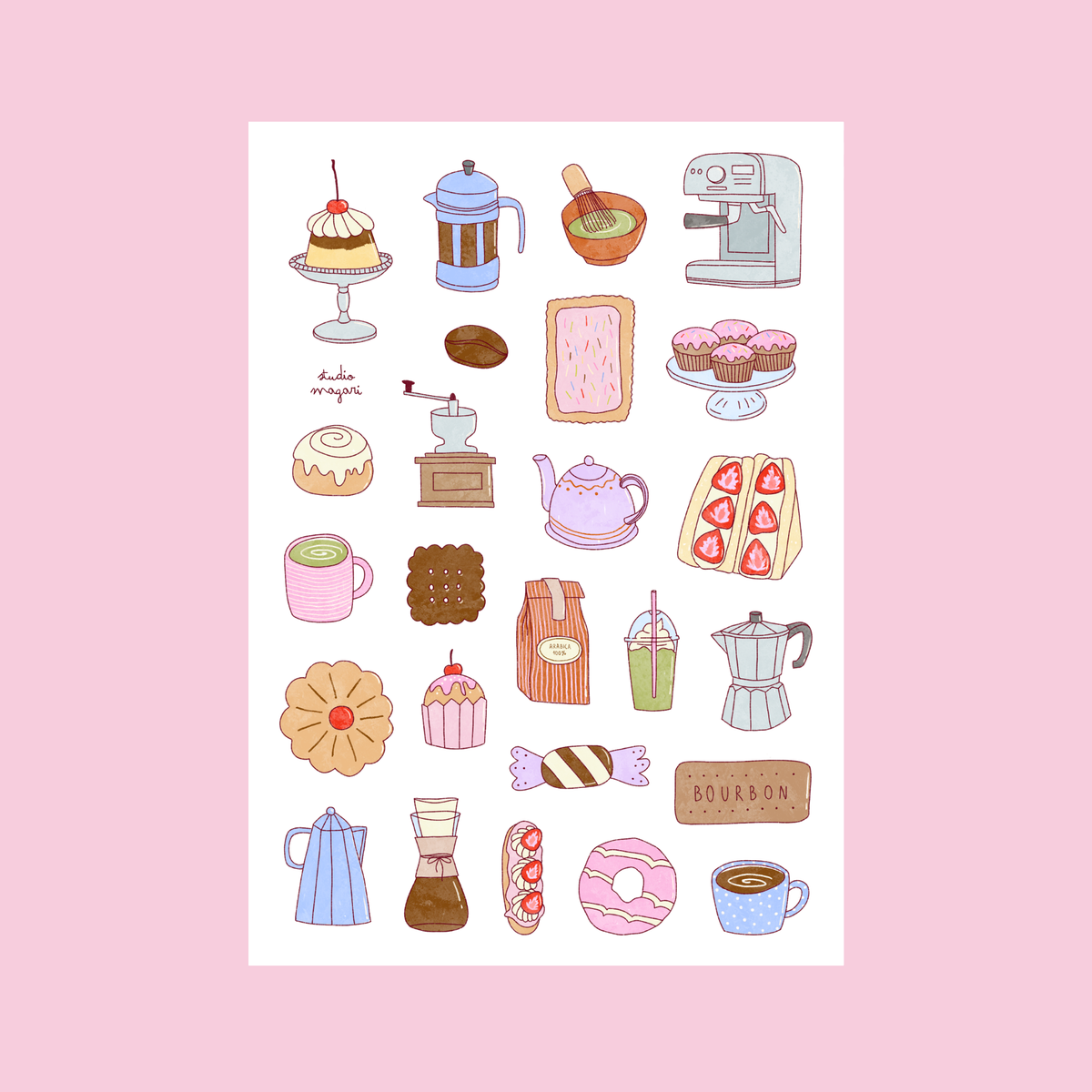Planche de stickers - Café