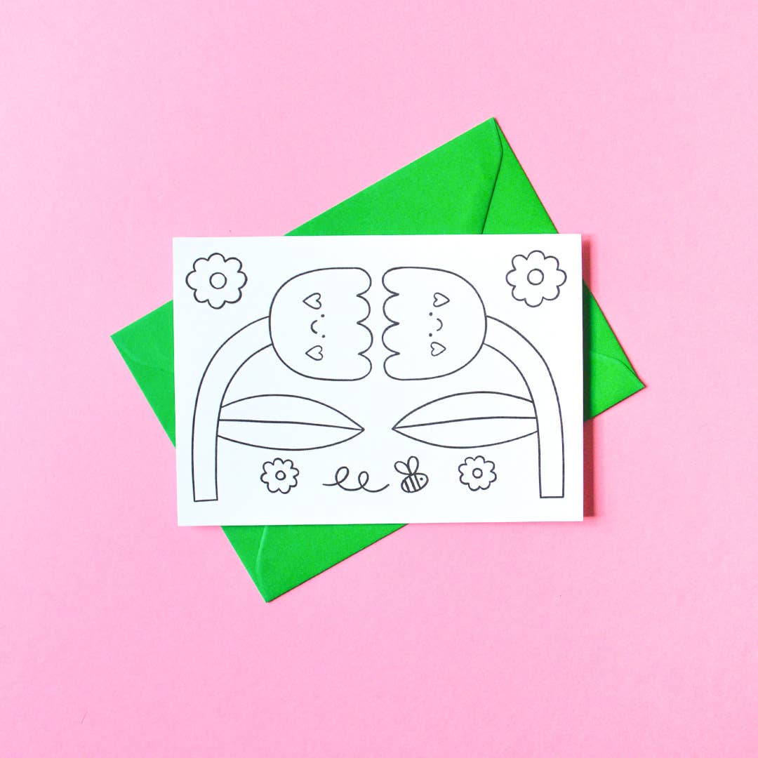 Carte à colorier - Hello tulips