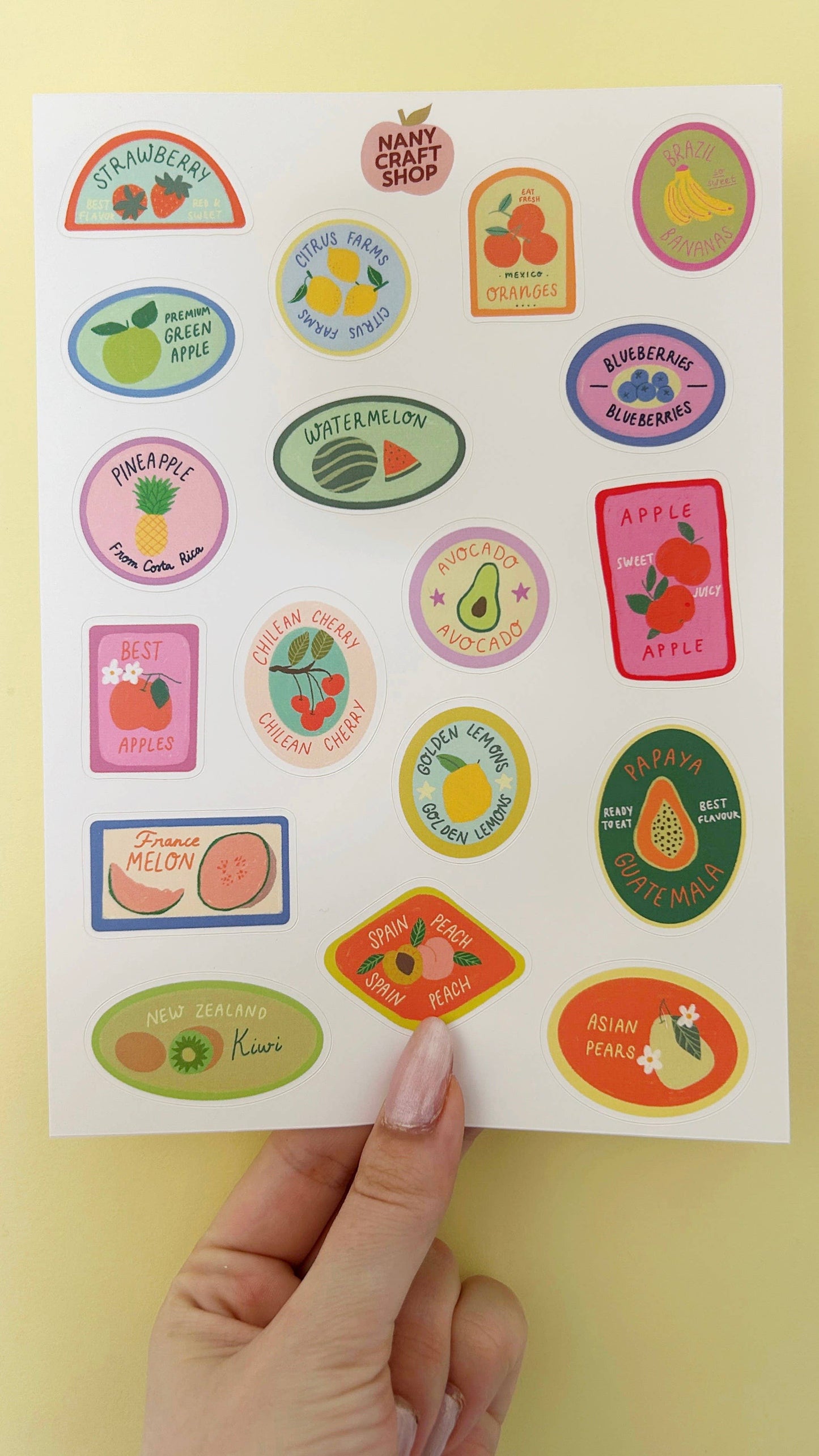 Planche de stickers - Étiquettes fruits