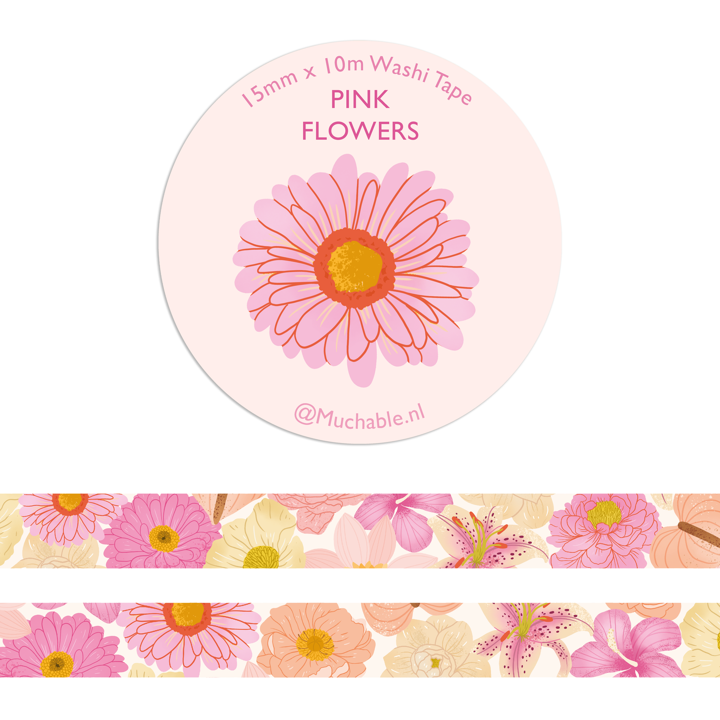 Washi Tape - Adorables Petites Fleurs Roses