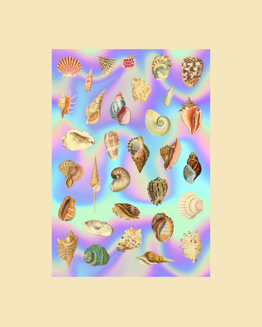 Planche de stickers - Coquillages Holographiques