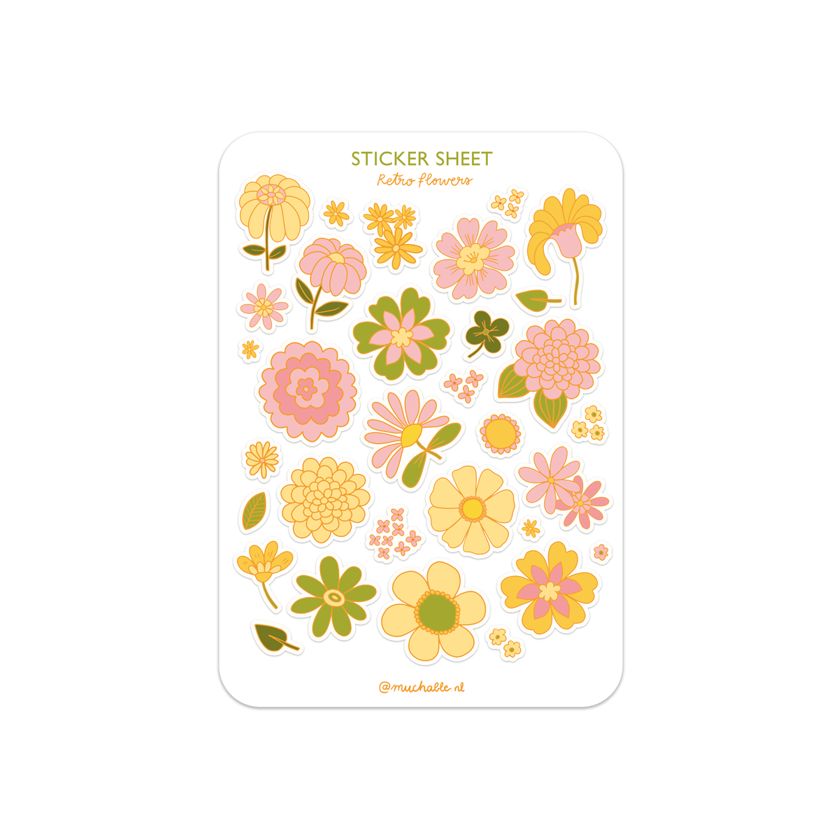 Planche de stickers - Fleurs Rétro