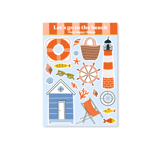 Planche de stickers - Allons à la plage