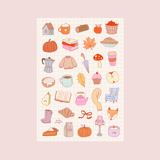 Planche de stickers - Automne Girly