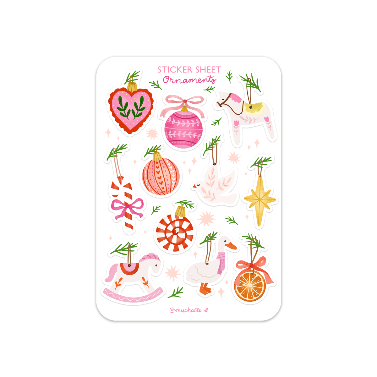 Planche de stickers - Ornements de Noël mignons