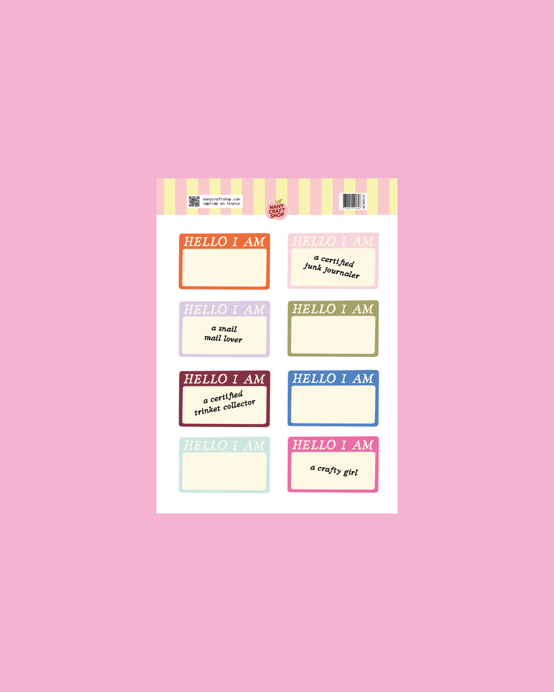 Planche de stickers - Hello I Am