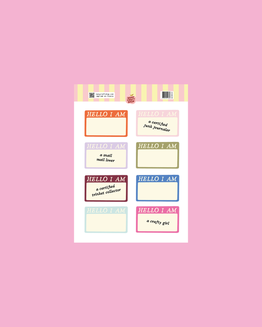 Planche de stickers - Hello I Am