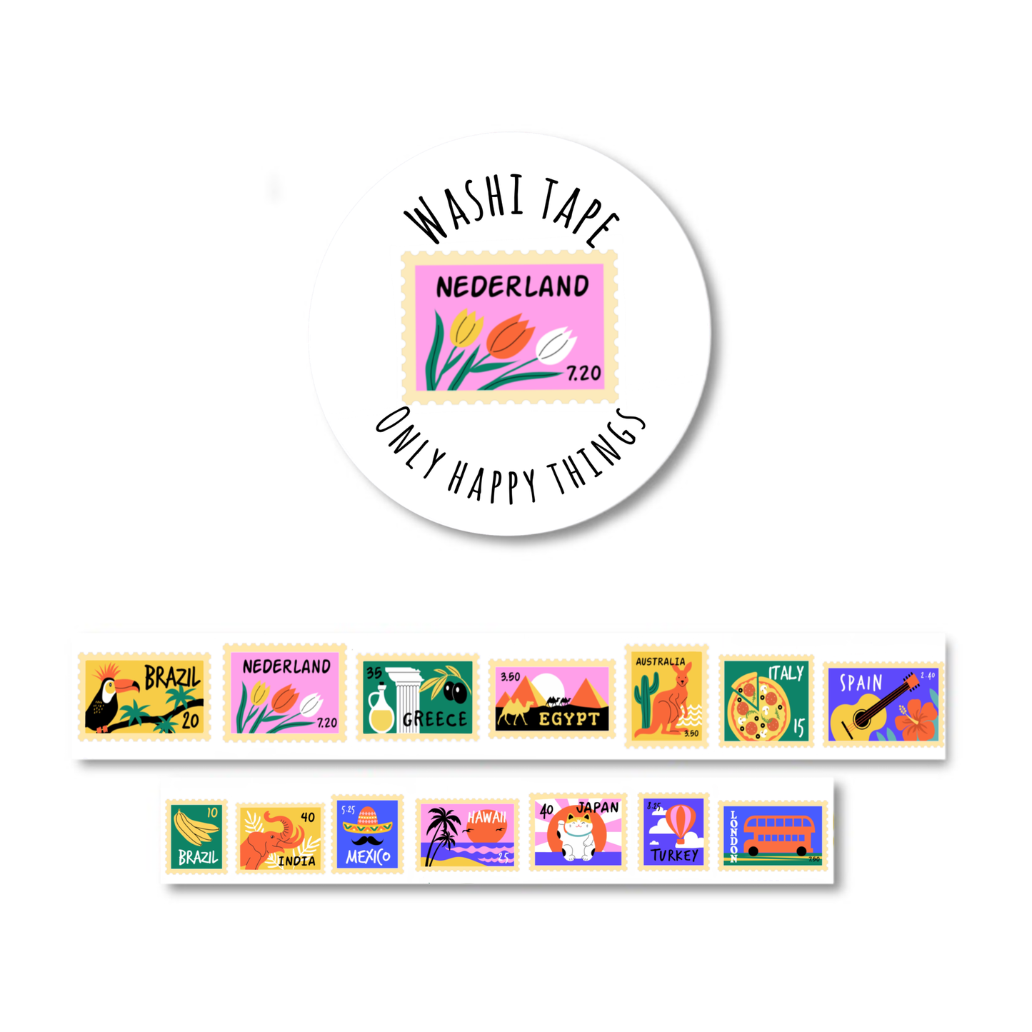 Washi Tape - Timbres du monde