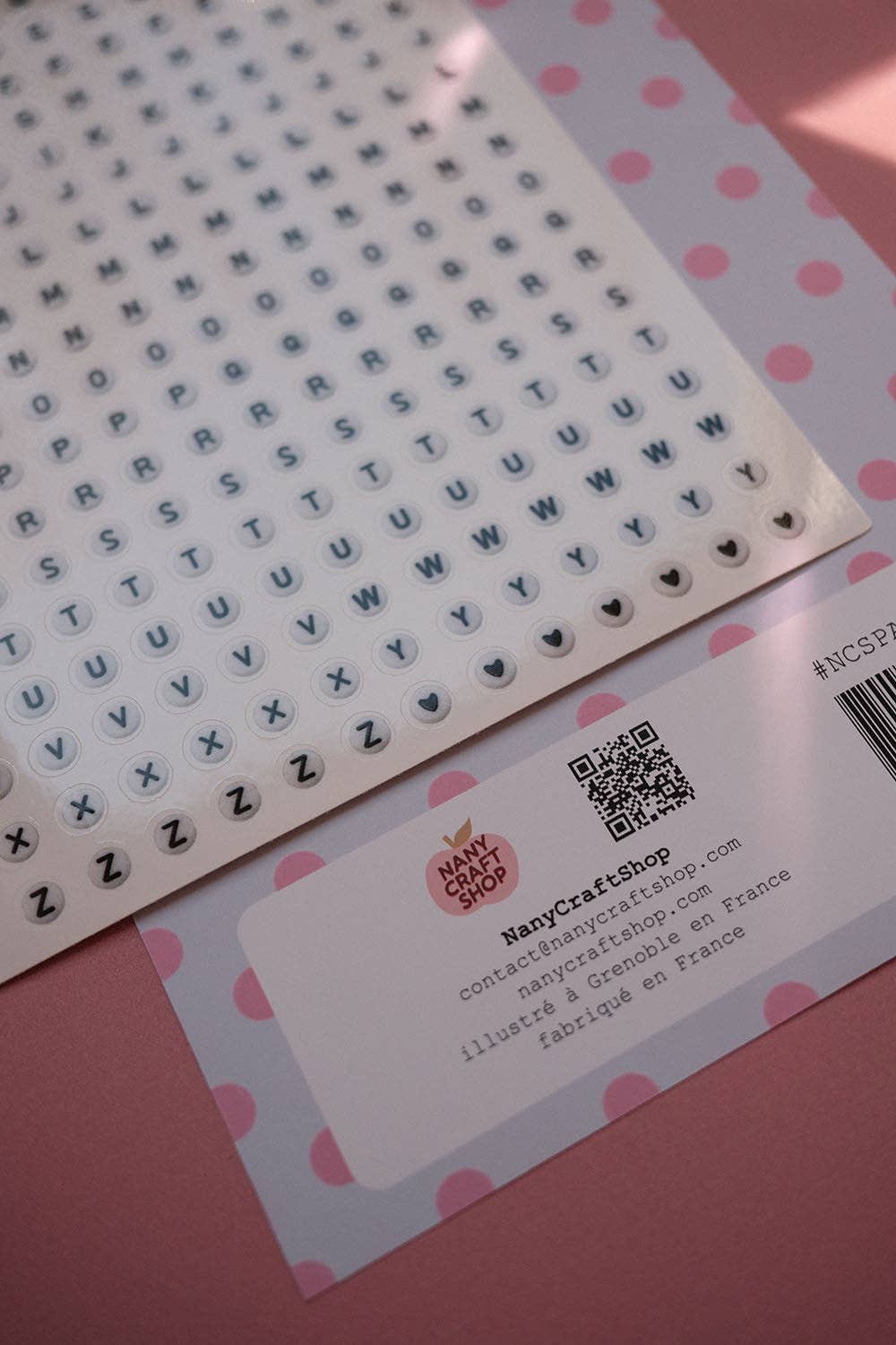 Planche de stickers - Alphabet perles