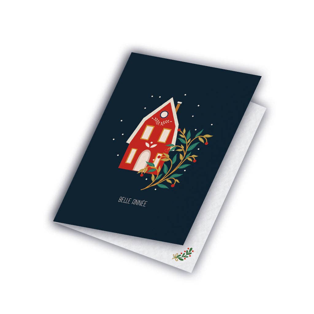 Carte de vœux - Maisonnette rouge