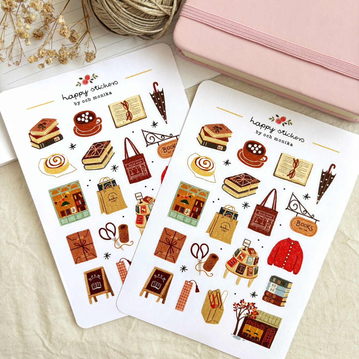 Planche de stickers - Librairie pluvieuse