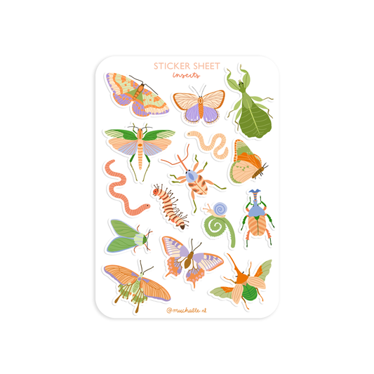 Planche de stickers - Insectes avec Ailes colorées
