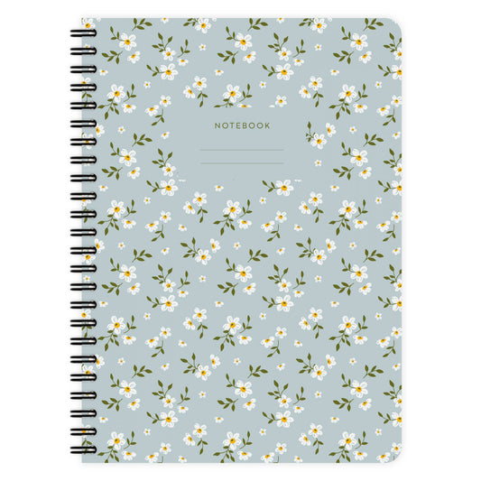 Carnet à spirale ligné - Floral bohème bleu