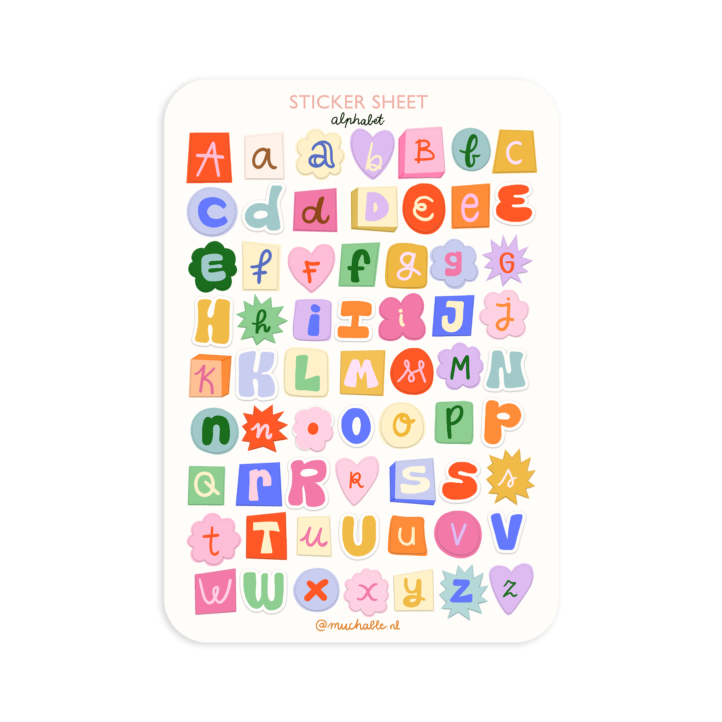 Planche de stickers - Lettres colorées