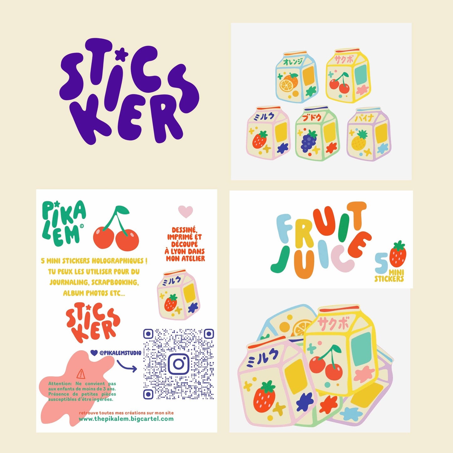 Lot de stickers - Fruit Juice