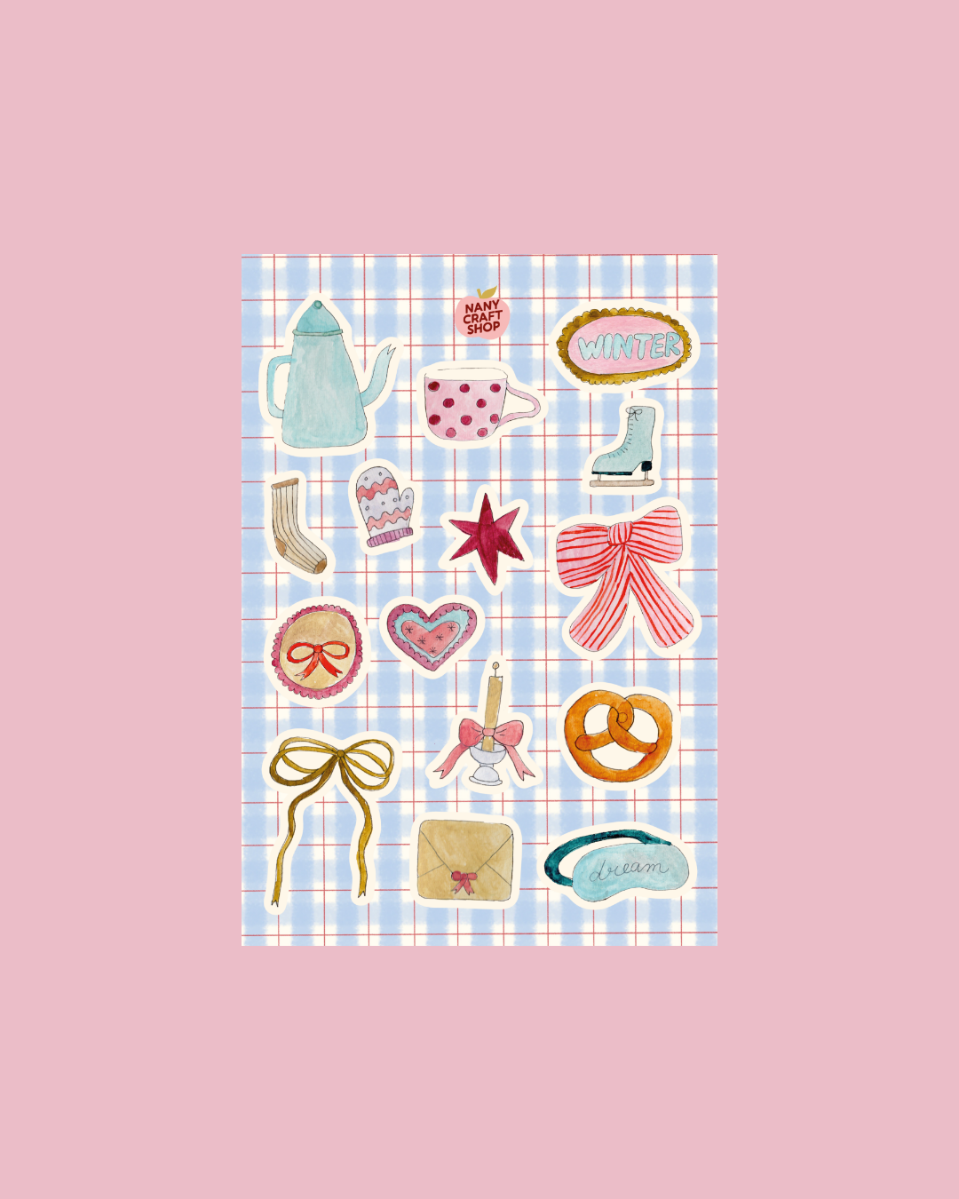 Planche de stickers - Janvier Aquarelle