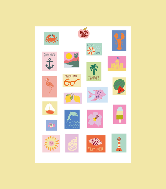 Planche de stickers - Timbres d'été