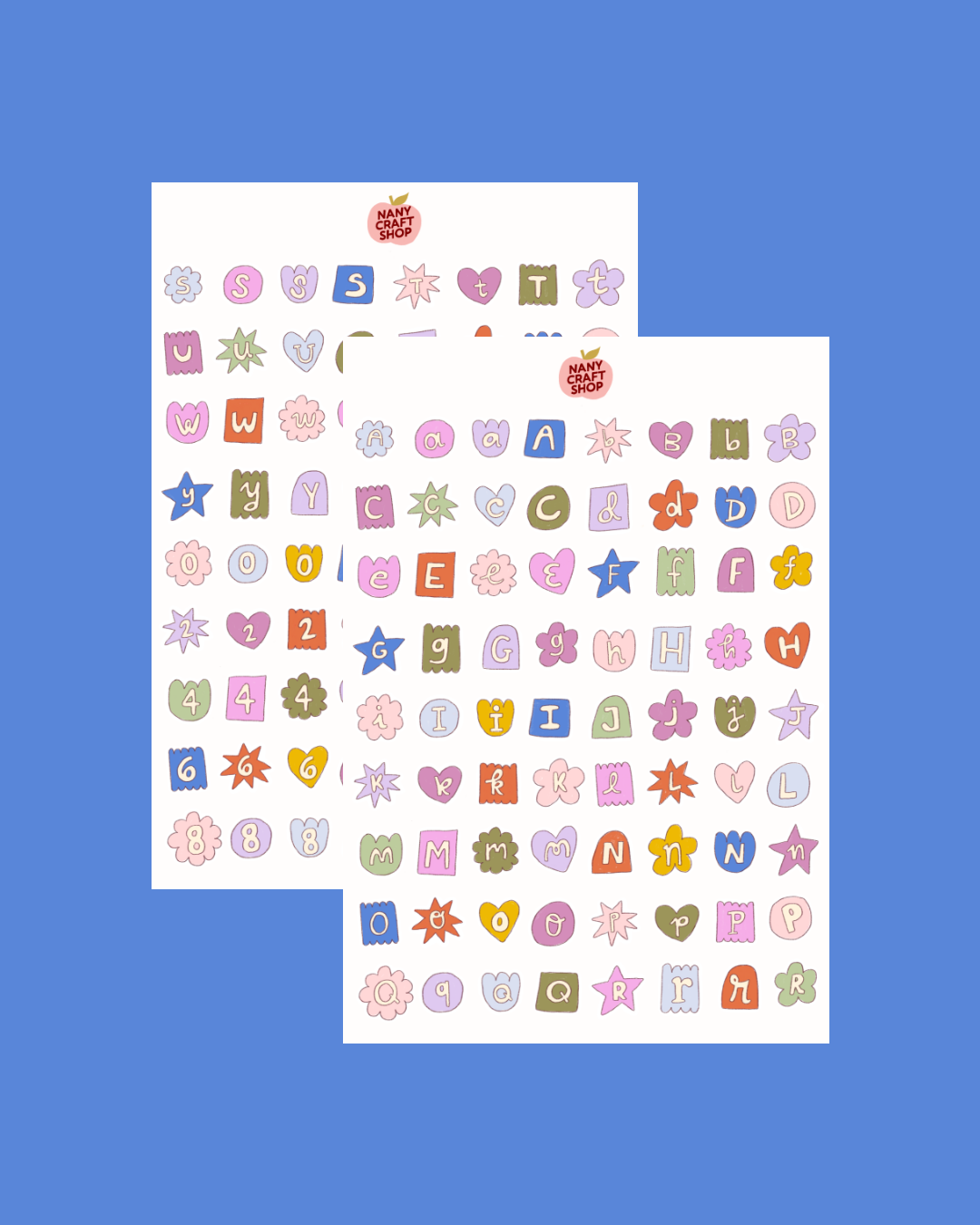 Planche de stickers - Alphabet Multicolore x2