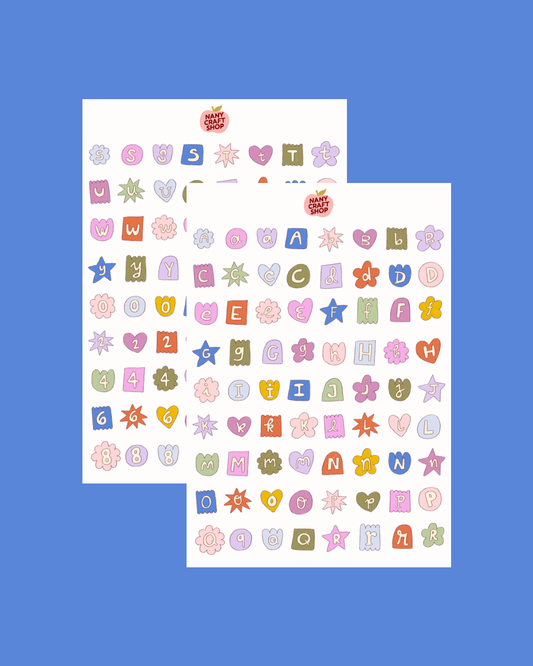 Planche de stickers - Alphabet Multicolore x2