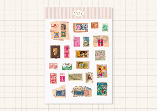 Planche de stickers - Timbres du monde