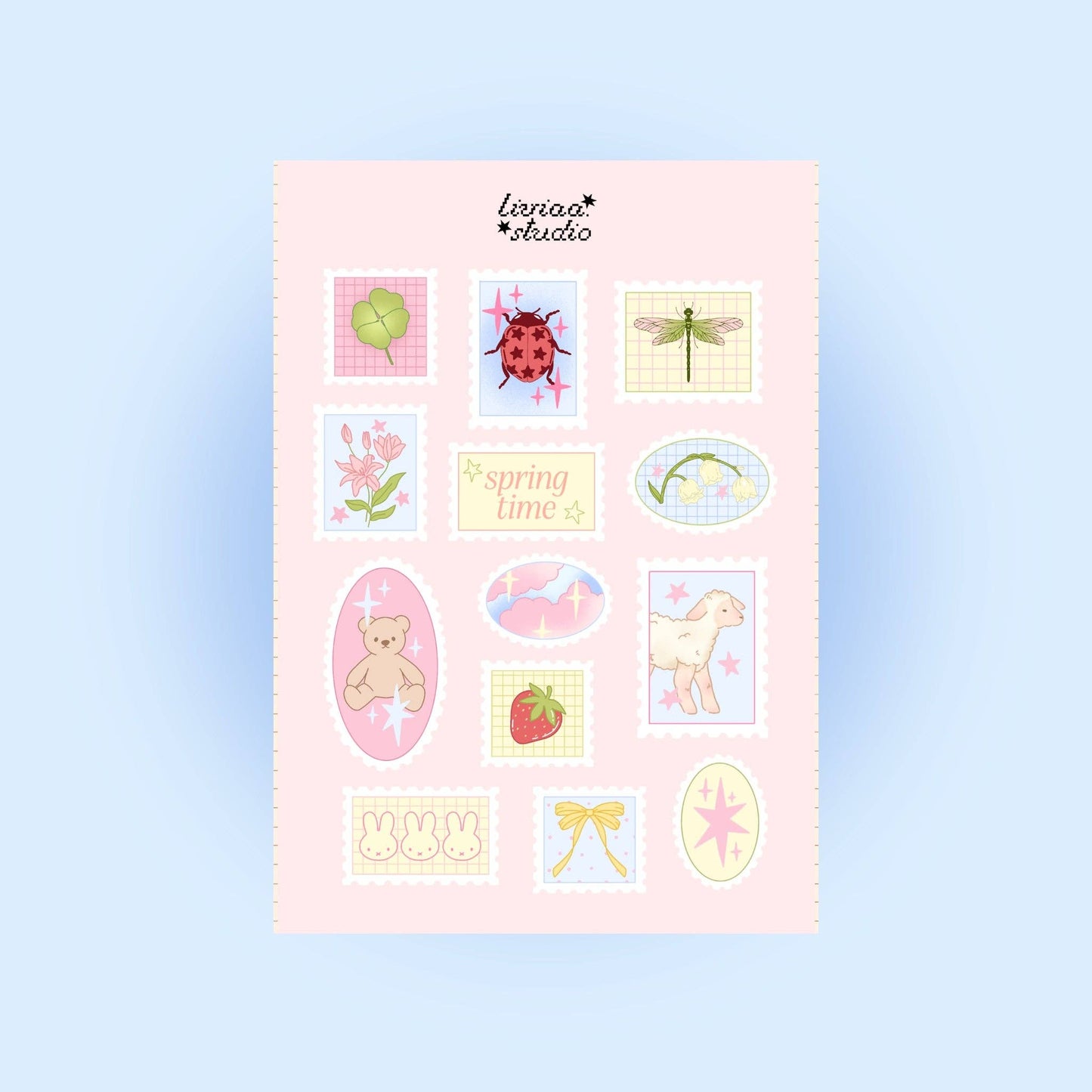 Planche de stickers - Timbres de printemps