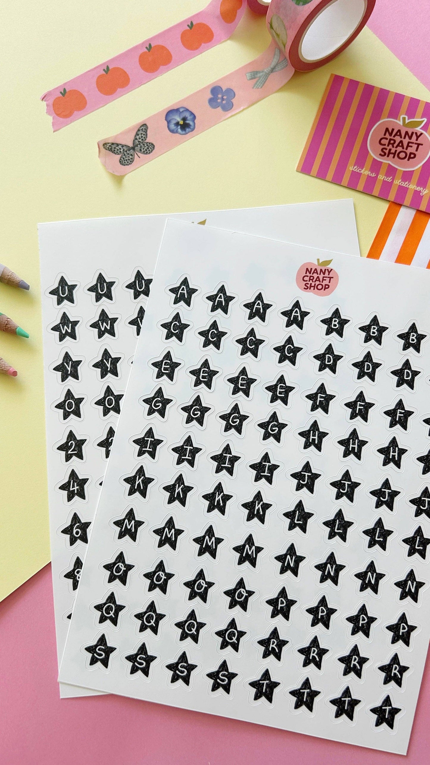 Planches de stickers -  Alphabet Étoiles
