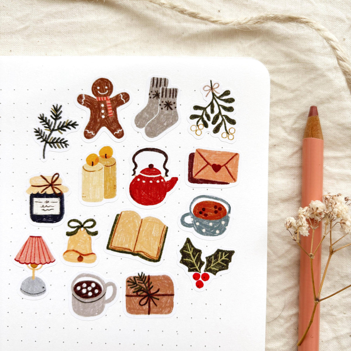 Planche de stickers - Ambiance cocooning de Noël