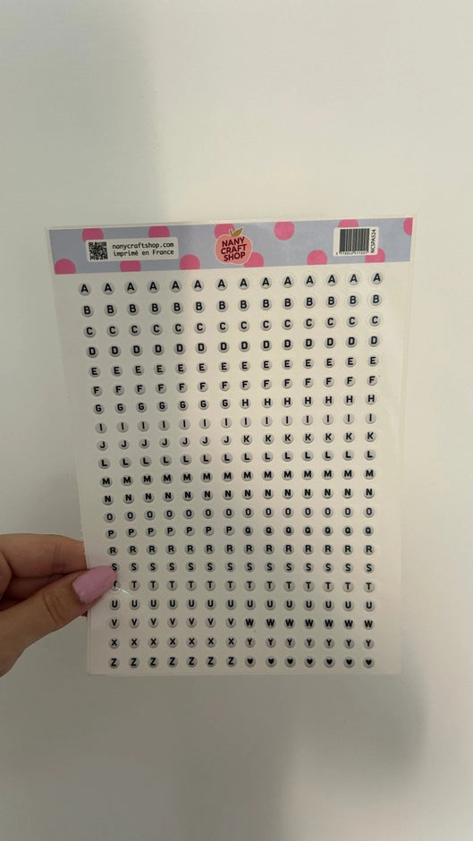 Planche de sticker - Alphabet Perles