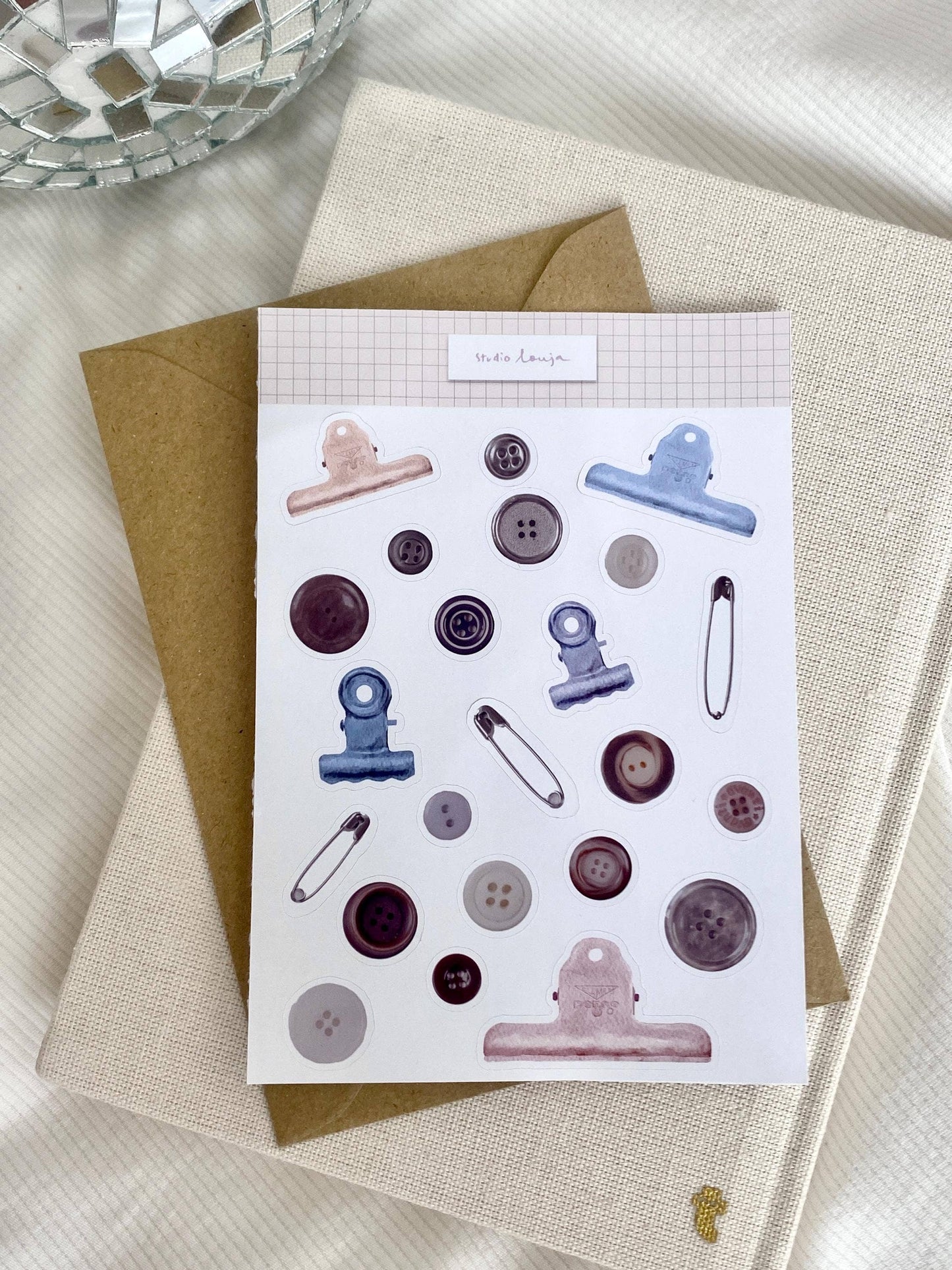 Planche de stickers - Boutons et pinces