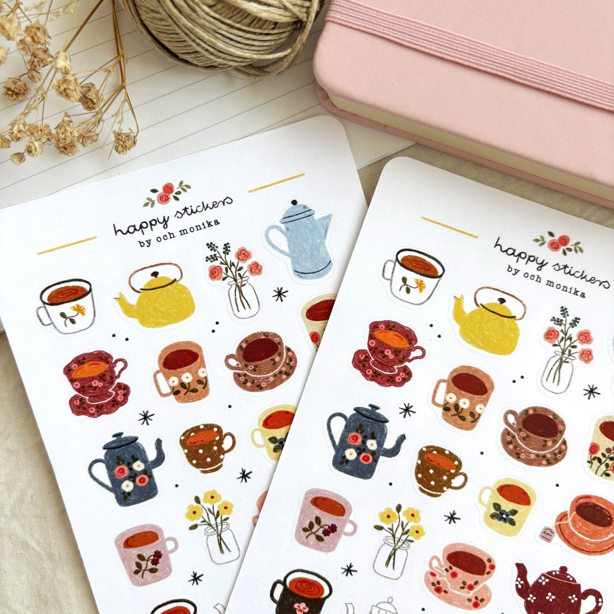 Planche de stickers - Petites tasses à thé