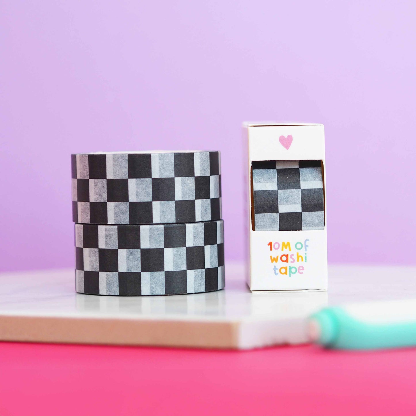 Washi Tape - Damier noir et blanc