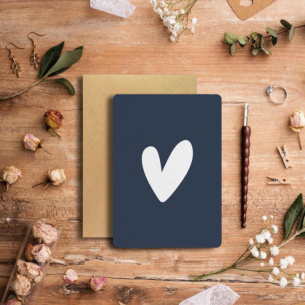 Carte postale - Cœur bleu