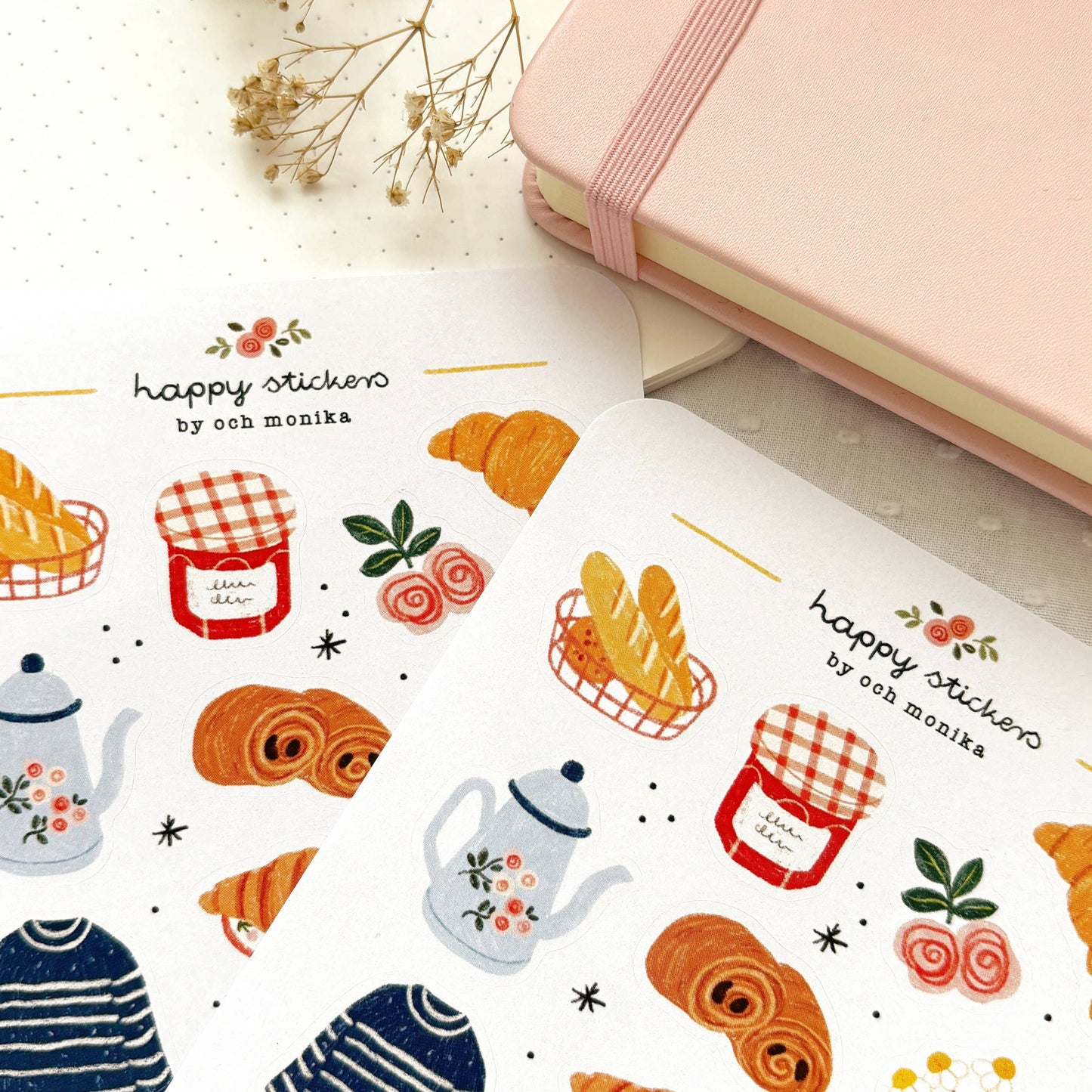 Planche de stickers - Petit déjeuner français