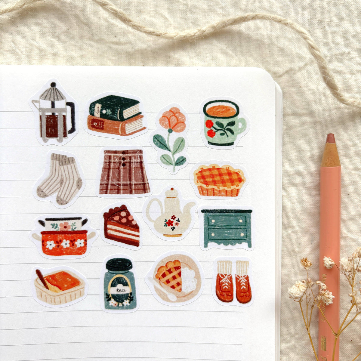 Planche de stickers - Moment cocooning à la maison