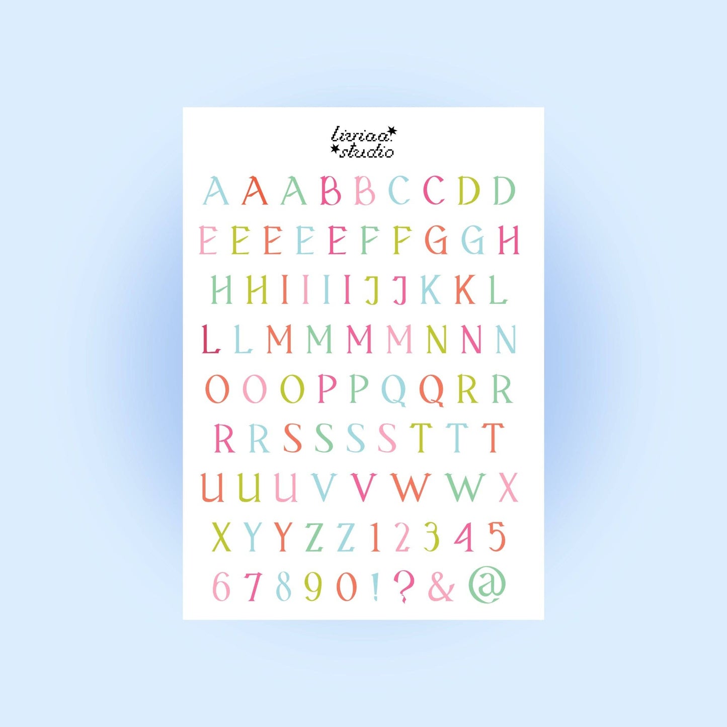 Planche de stickers - Lettres multicolores