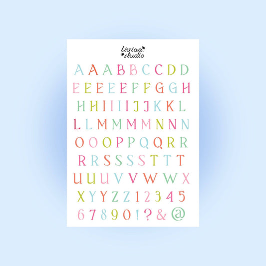 Planche de stickers - Lettres multicolores