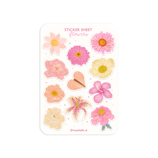 Planche de stickers - Fleurs girly