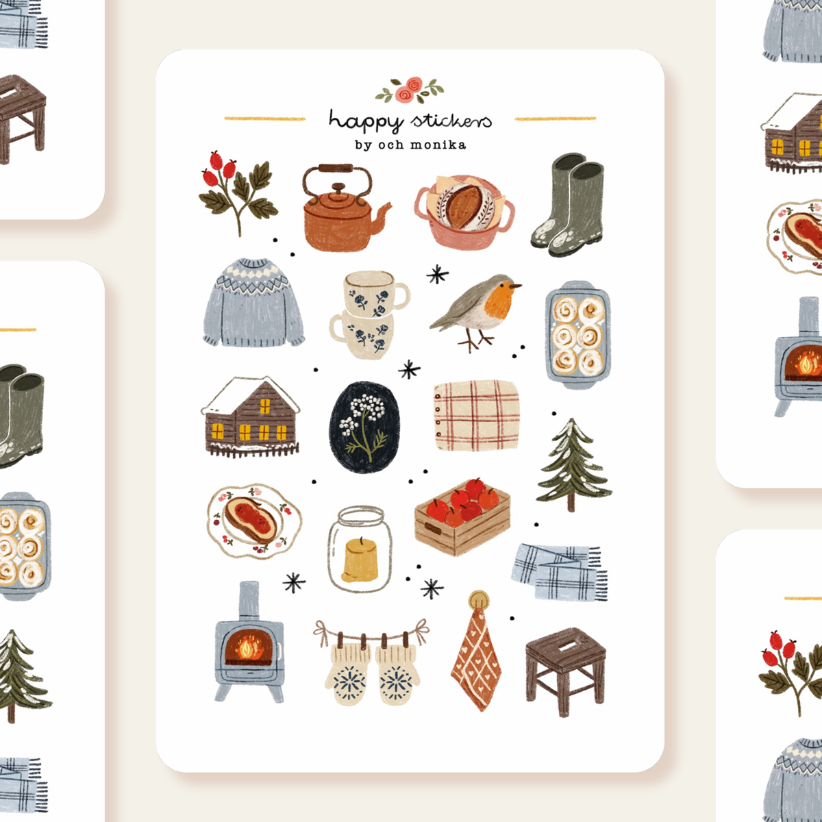 Planche de stickers - Hiver Doux