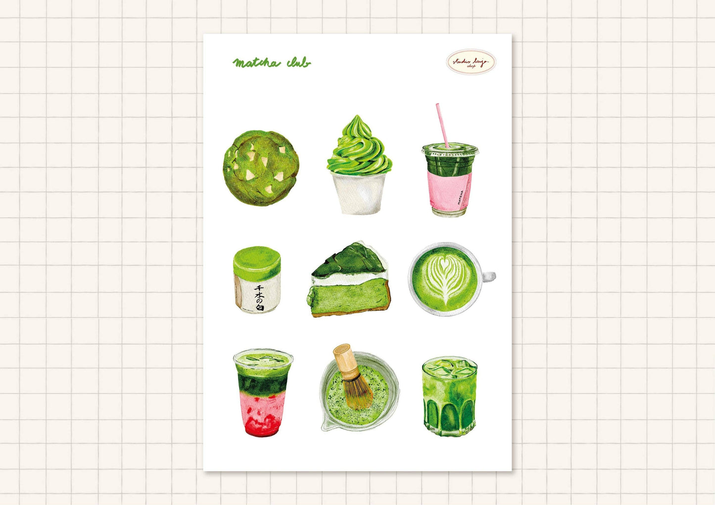 Planche de stickers - Matcha Lover