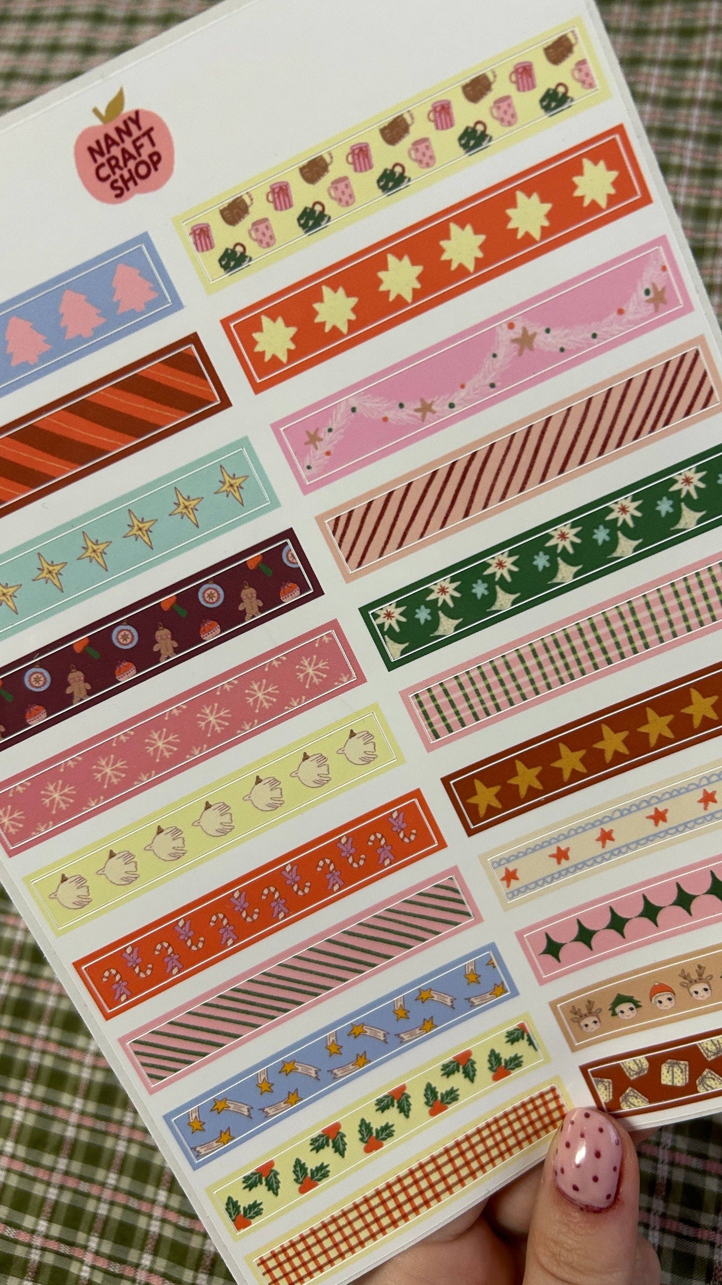 Planche de stickers - Washi tape Noël