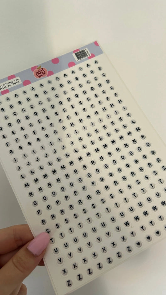 Planche de sticker - Alphabet Perles