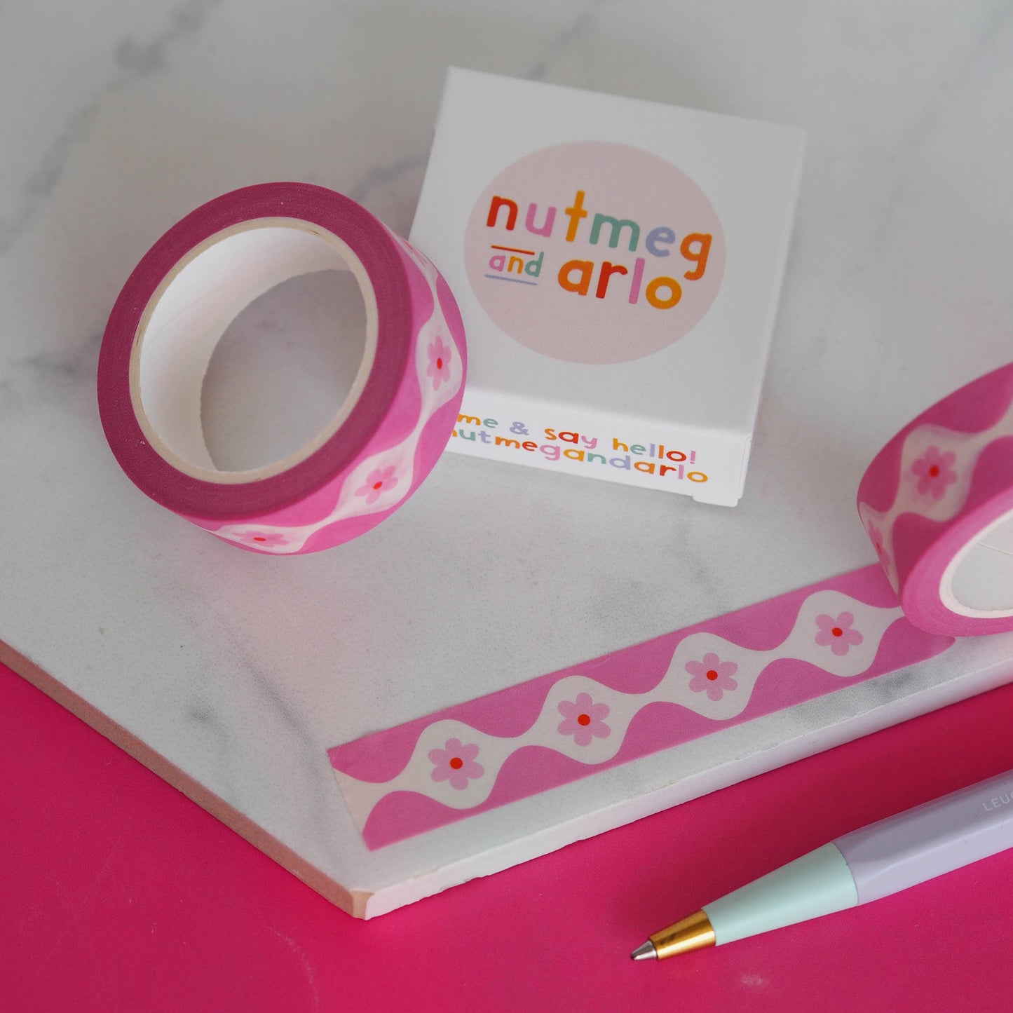 Washi Tape - Fleurs Roses Fluides