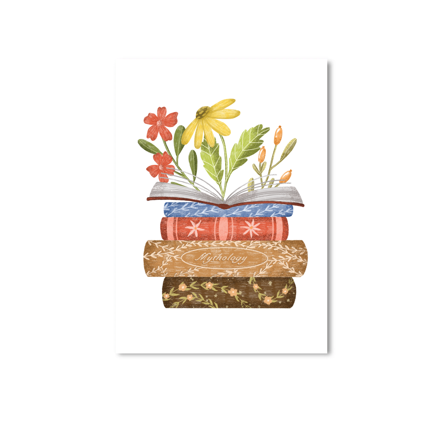 Carte - Livres et fleurs