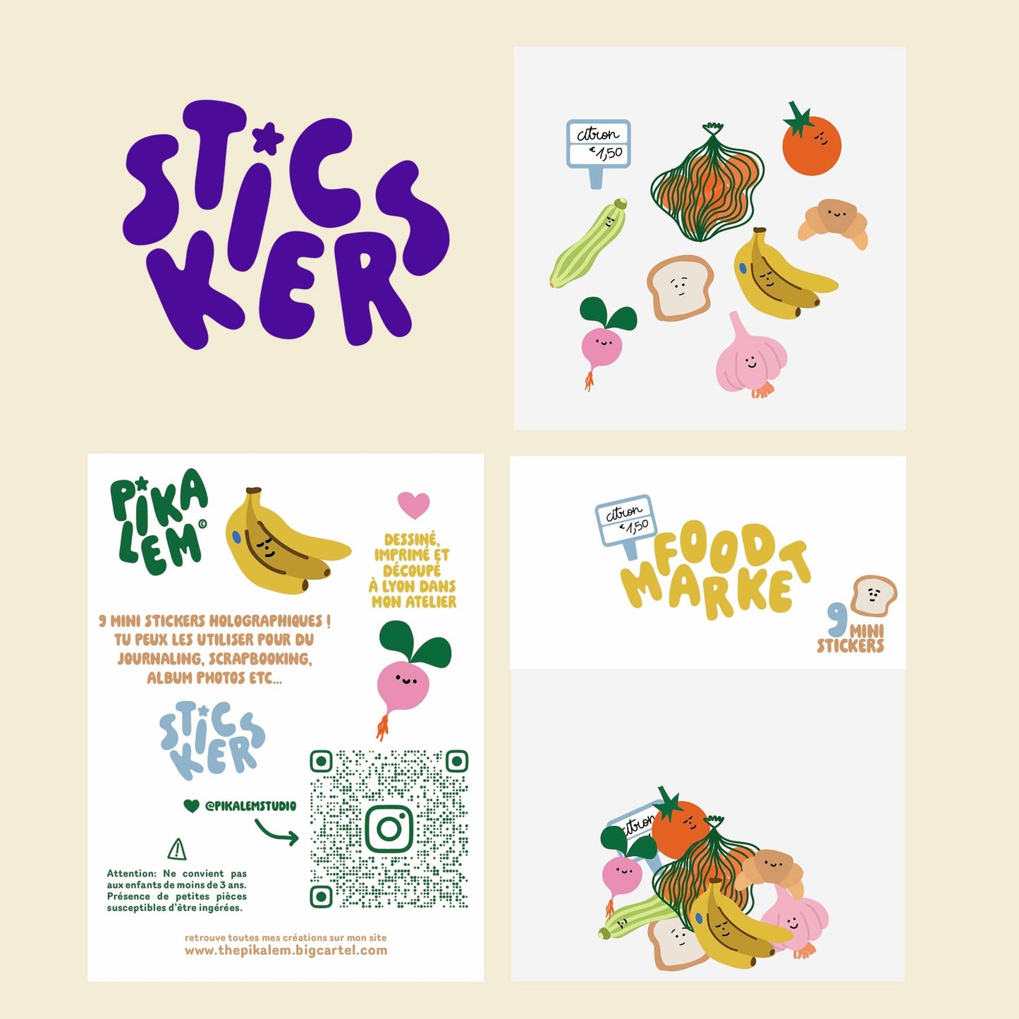 Lot de stickers - Food Market