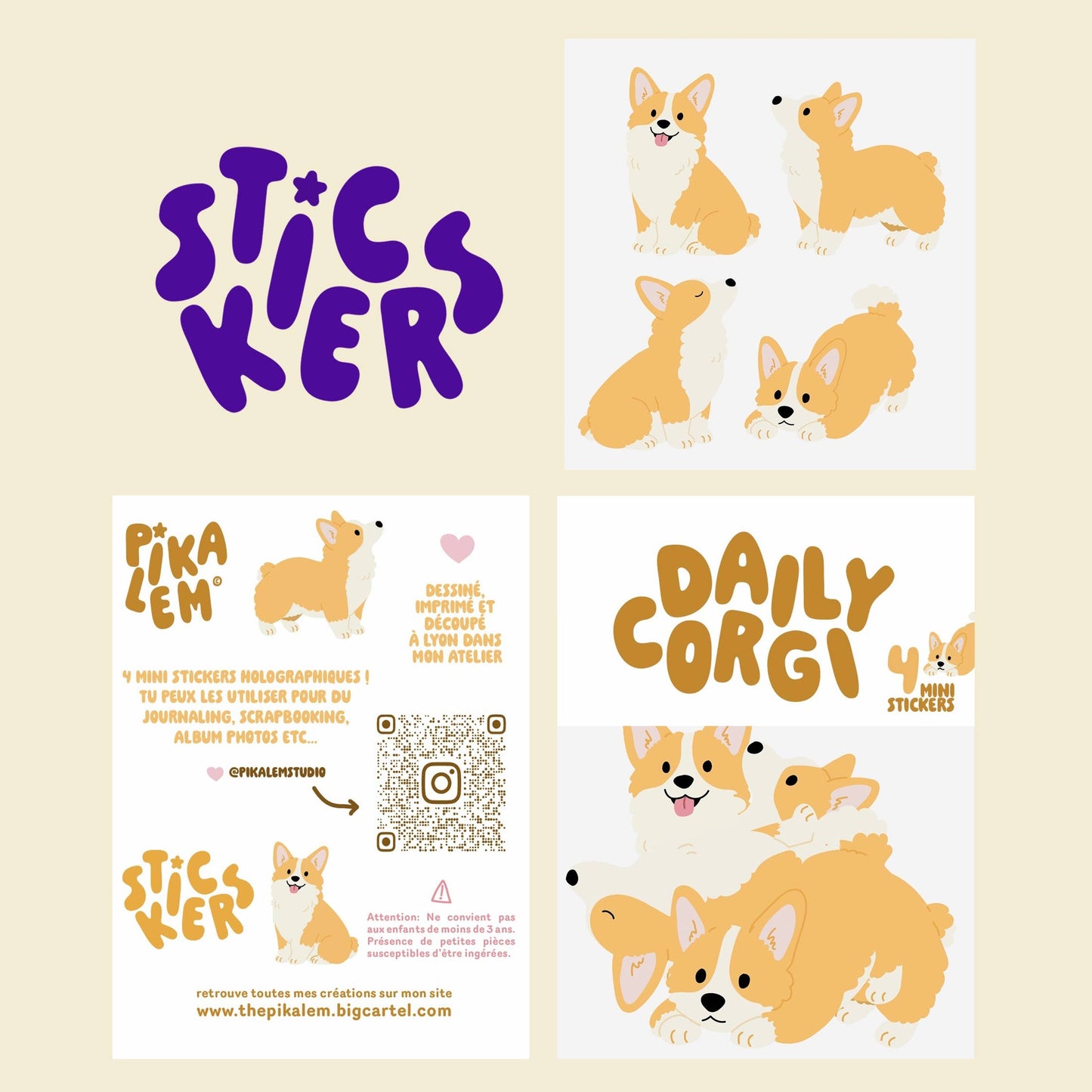 Lot de stickers - Corgis