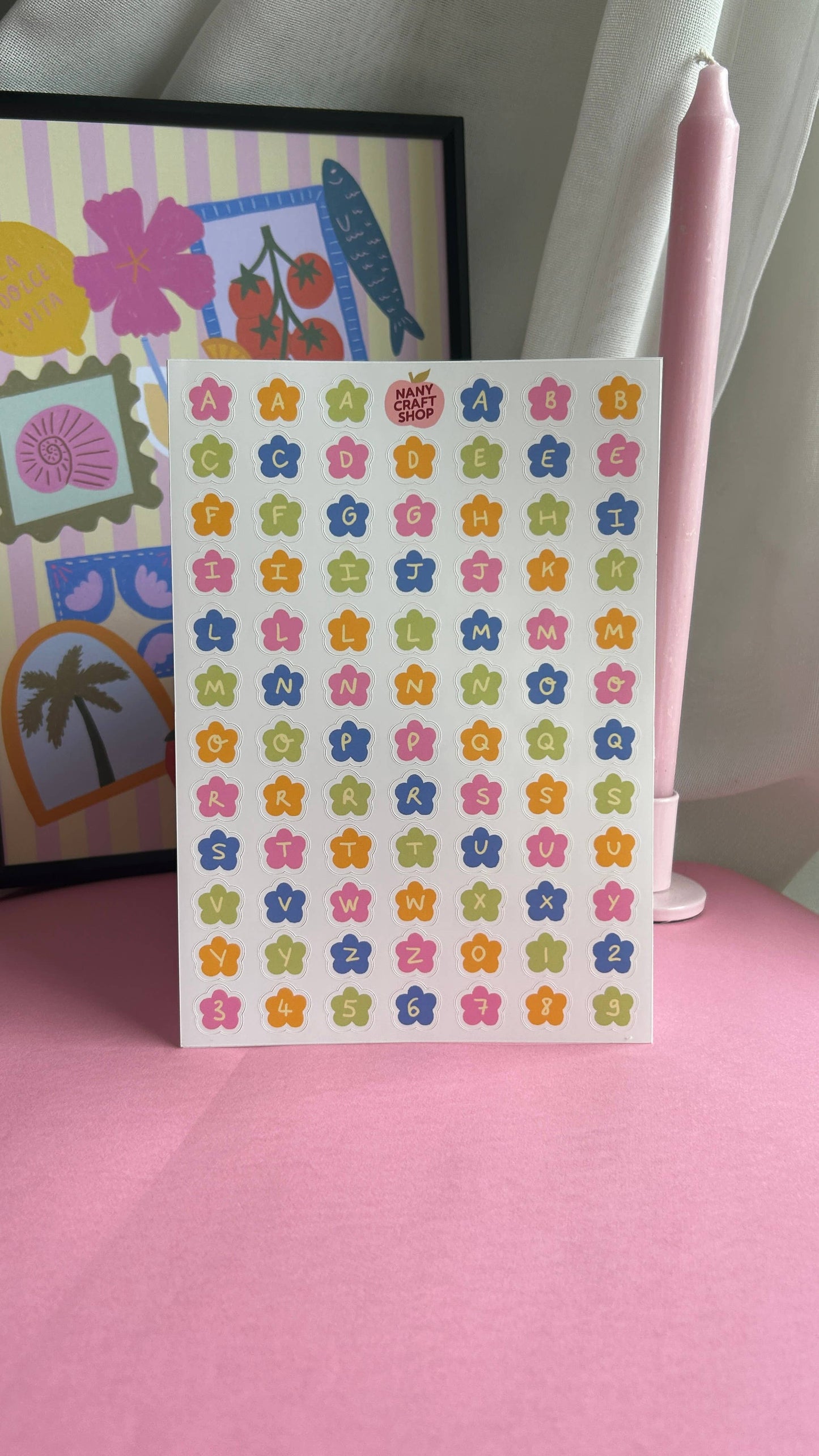 Planche de stickers -  Alphabet fleurs