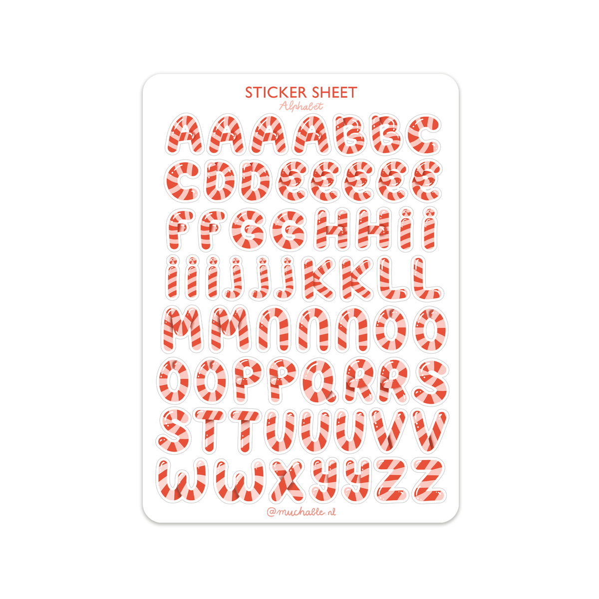 Planche de stickers - Alphabet en cannes de sucre d'orge