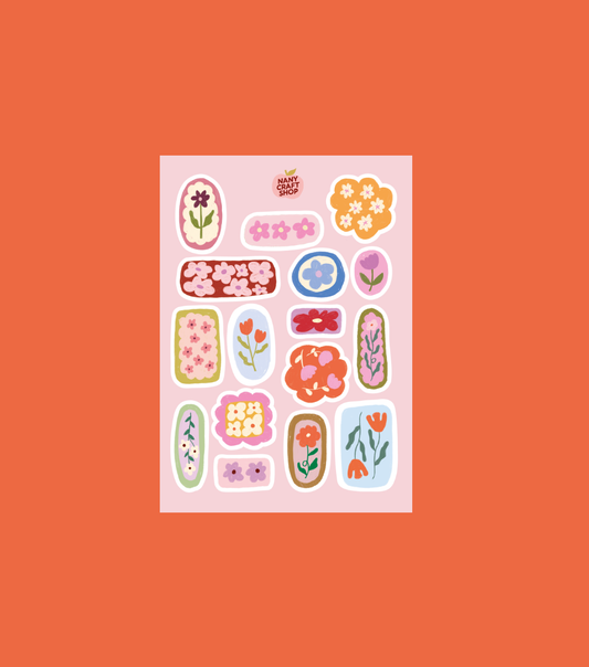 Planche de stickers - Dessins de fleurs